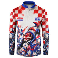 Personalized Croatia Marten Soccer 2026 Button Sweatshirt Football Grunge Checkerboard Croatian Iris Floral