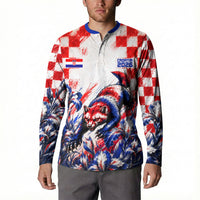 Personalized Croatia Marten Soccer 2026 Button Sweatshirt Football Grunge Checkerboard Croatian Iris Floral