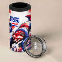 Personalized Croatia Marten Soccer 2026 4 in 1 Can Cooler Tumbler Football Grunge Checkerboard Croatian Iris Floral