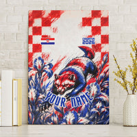 Personalized Croatia Marten Soccer 2026 Canvas Wall Art Football Grunge Checkerboard Croatian Iris Floral