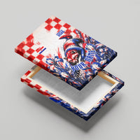 Personalized Croatia Marten Soccer 2026 Canvas Wall Art Football Grunge Checkerboard Croatian Iris Floral