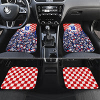 Personalized Croatia Marten Soccer 2026 Car Mats Football Grunge Checkerboard Croatian Iris Floral