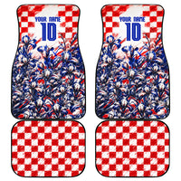 Personalized Croatia Marten Soccer 2026 Car Mats Football Grunge Checkerboard Croatian Iris Floral