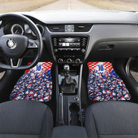 Personalized Croatia Marten Soccer 2026 Car Mats Football Grunge Checkerboard Croatian Iris Floral
