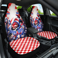 Personalized Croatia Marten Soccer 2026 Car Seat Cover Football Grunge Checkerboard Croatian Iris Floral