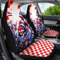 Personalized Croatia Marten Soccer 2026 Car Seat Cover Football Grunge Checkerboard Croatian Iris Floral
