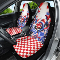 Personalized Croatia Marten Soccer 2026 Car Seat Cover Football Grunge Checkerboard Croatian Iris Floral
