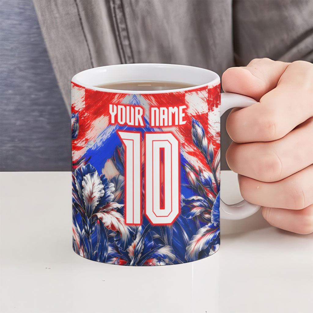 Personalized Croatia Marten Soccer 2026 Ceramic Mug Football Grunge Checkerboard Croatian Iris Floral