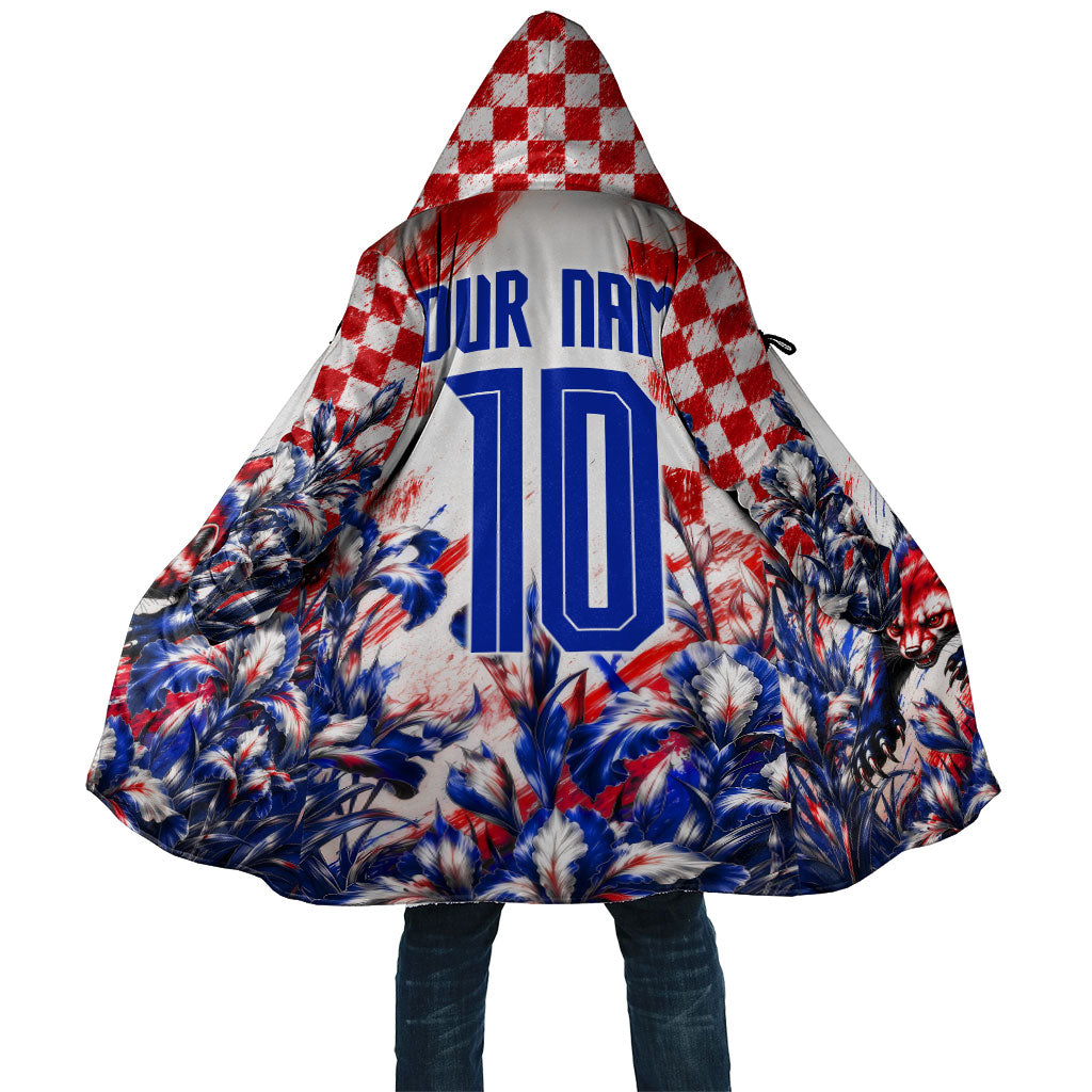Personalized Croatia Marten Soccer 2026 Cloak Football Grunge Checkerboard Croatian Iris Floral