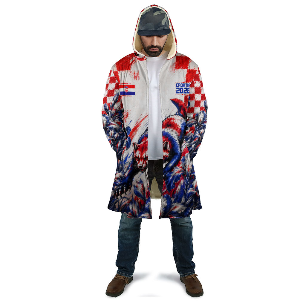 Personalized Croatia Marten Soccer 2026 Cloak Football Grunge Checkerboard Croatian Iris Floral