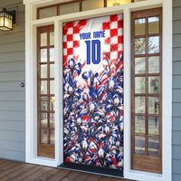 Personalized Croatia Marten Soccer 2026 Door Cover Football Grunge Checkerboard Croatian Iris Floral