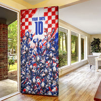 Personalized Croatia Marten Soccer 2026 Door Cover Football Grunge Checkerboard Croatian Iris Floral