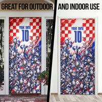 Personalized Croatia Marten Soccer 2026 Door Cover Football Grunge Checkerboard Croatian Iris Floral