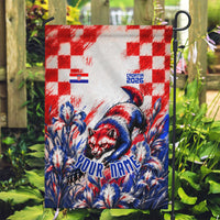 Personalized Croatia Marten Soccer 2026 Garden Flag Football Grunge Checkerboard Croatian Iris Floral