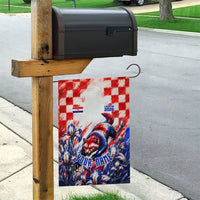 Personalized Croatia Marten Soccer 2026 Garden Flag Football Grunge Checkerboard Croatian Iris Floral