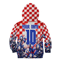 Personalized Croatia Marten Soccer 2026 Kid Hoodie Football Grunge Checkerboard Croatian Iris Floral