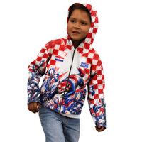 Personalized Croatia Marten Soccer 2026 Kid Hoodie Football Grunge Checkerboard Croatian Iris Floral