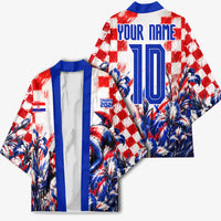 Personalized Croatia Marten Soccer 2026 Kimono Football Grunge Checkerboard Croatian Iris Floral