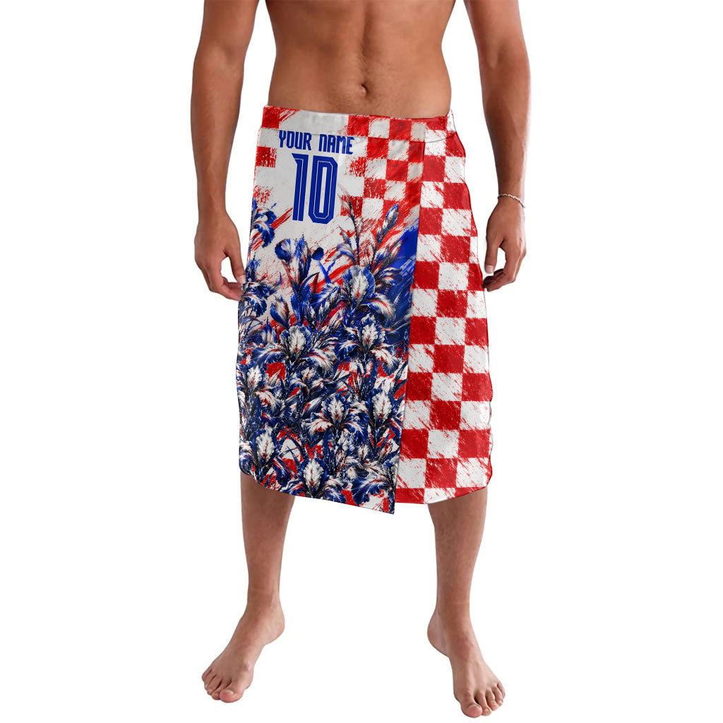 Personalized Croatia Marten Soccer 2026 Lavalava Football Grunge Checkerboard Croatian Iris Floral