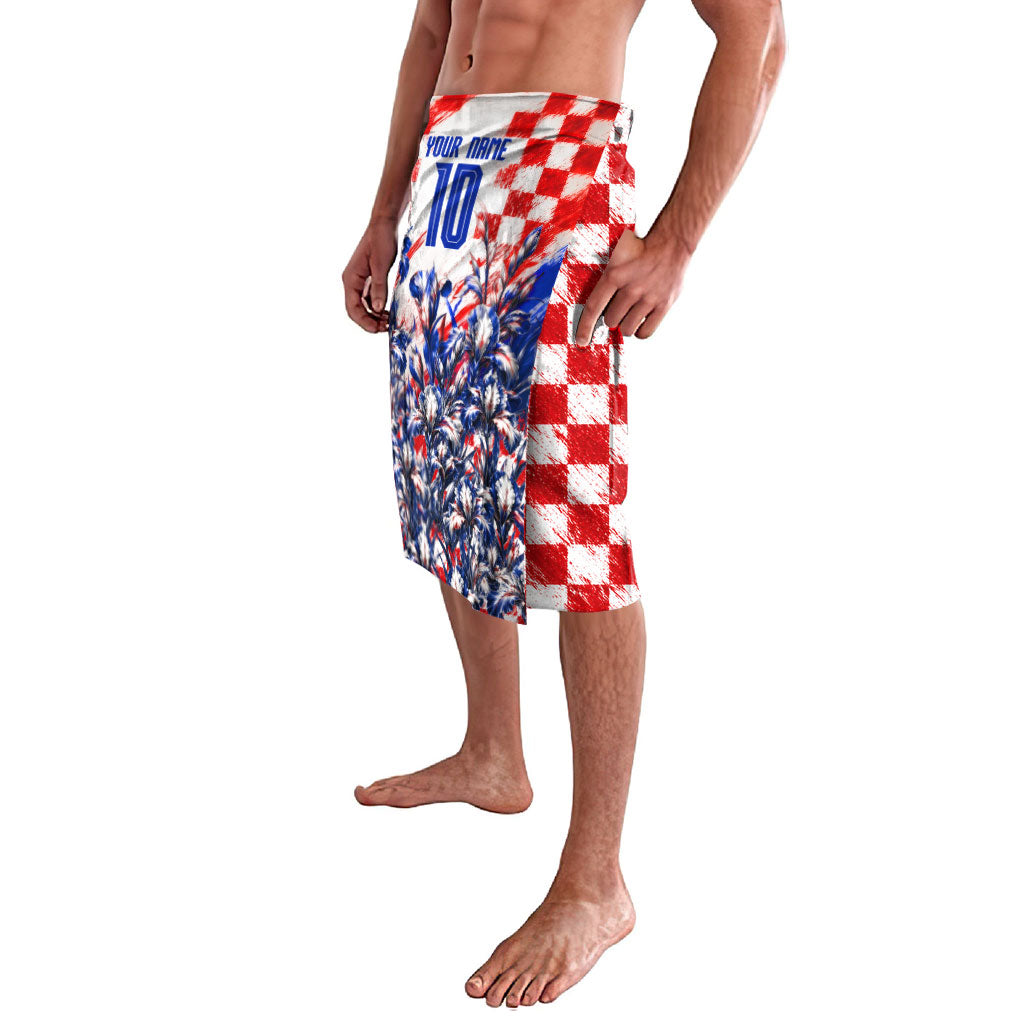 Personalized Croatia Marten Soccer 2026 Lavalava Football Grunge Checkerboard Croatian Iris Floral