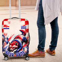 Personalized Croatia Marten Soccer 2026 Luggage Cover Football Grunge Checkerboard Croatian Iris Floral