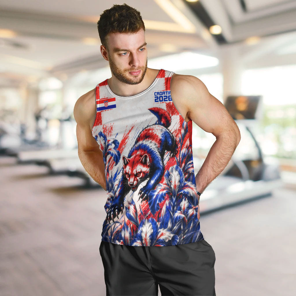 Personalized Croatia Marten Soccer 2026 Men Tank Top Football Grunge Checkerboard Croatian Iris Floral