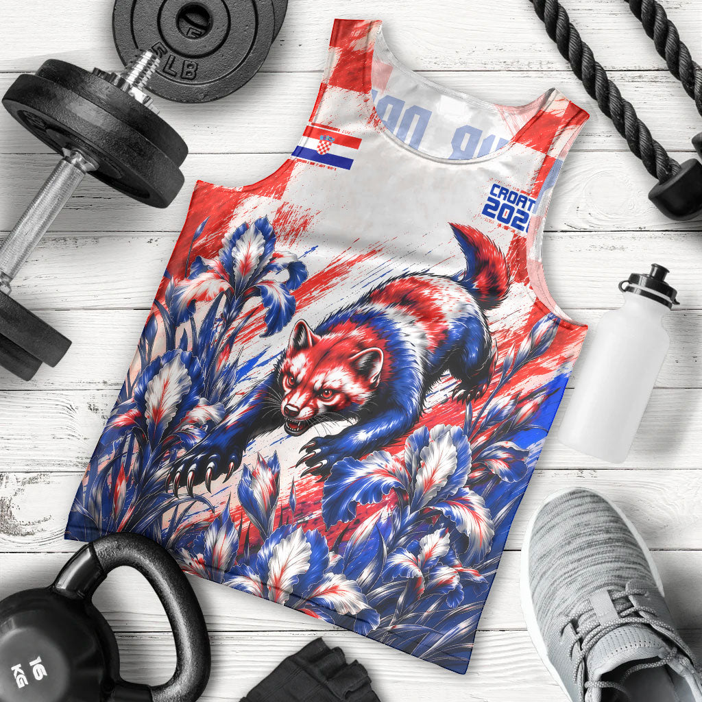 Personalized Croatia Marten Soccer 2026 Men Tank Top Football Grunge Checkerboard Croatian Iris Floral