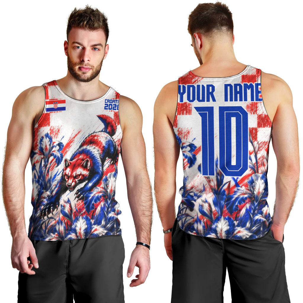 Personalized Croatia Marten Soccer 2026 Men Tank Top Football Grunge Checkerboard Croatian Iris Floral