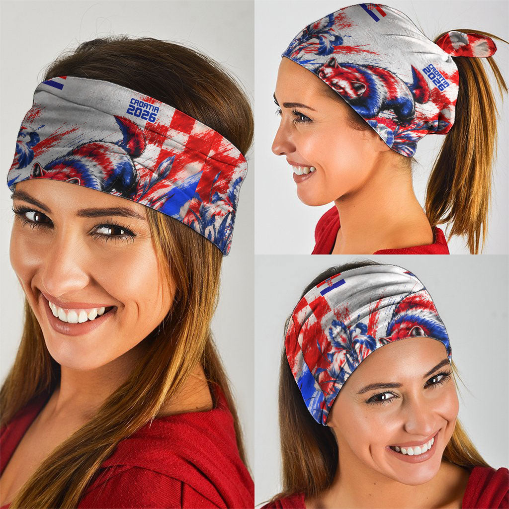 Personalized Croatia Marten Soccer 2026 Neck Gaiter Football Grunge Checkerboard Croatian Iris Floral