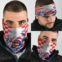 Personalized Croatia Marten Soccer 2026 Neck Gaiter Football Grunge Checkerboard Croatian Iris Floral