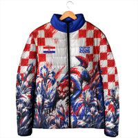 Personalized Croatia Marten Soccer 2026 Padded Jacket Football Grunge Checkerboard Croatian Iris Floral