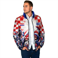 Personalized Croatia Marten Soccer 2026 Padded Jacket Football Grunge Checkerboard Croatian Iris Floral