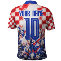 Personalized Croatia Marten Soccer 2026 Polo Shirt Football Grunge Checkerboard Croatian Iris Floral