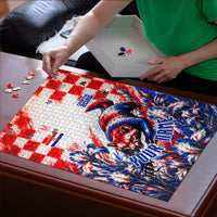 Personalized Croatia Marten Soccer 2026 Puzzle Football Grunge Checkerboard Croatian Iris Floral