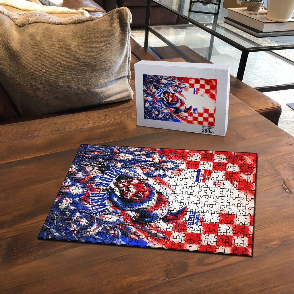 Personalized Croatia Marten Soccer 2026 Puzzle Football Grunge Checkerboard Croatian Iris Floral