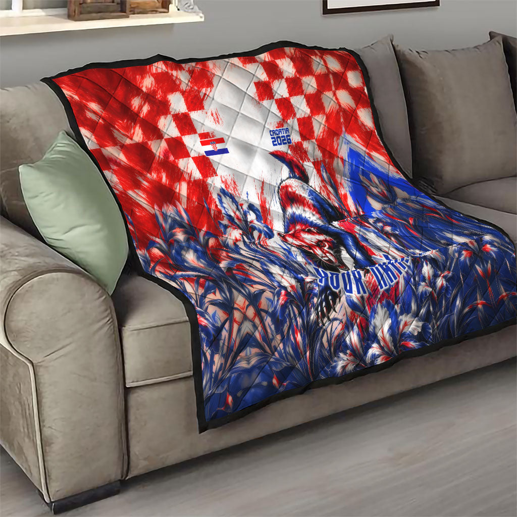 Personalized Croatia Marten Soccer 2026 Quilt Football Grunge Checkerboard Croatian Iris Floral