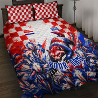Personalized Croatia Marten Soccer 2026 Quilt Bed Set Football Grunge Checkerboard Croatian Iris Floral