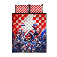 Personalized Croatia Marten Soccer 2026 Quilt Bed Set Football Grunge Checkerboard Croatian Iris Floral