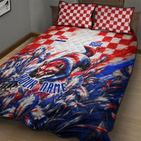 Personalized Croatia Marten Soccer 2026 Quilt Bed Set Football Grunge Checkerboard Croatian Iris Floral