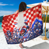 Personalized Croatia Marten Soccer 2026 Sarong Football Grunge Checkerboard Croatian Iris Floral