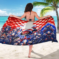 Personalized Croatia Marten Soccer 2026 Sarong Football Grunge Checkerboard Croatian Iris Floral