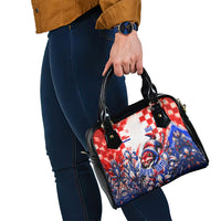 Personalized Croatia Marten Soccer 2026 Shoulder Handbag Football Grunge Checkerboard Croatian Iris Floral