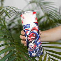 Personalized Croatia Marten Soccer 2026 Skinny Tumbler Football Grunge Checkerboard Croatian Iris Floral
