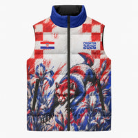 Personalized Croatia Marten Soccer 2026 Sleeveless Puffer Jacket Football Grunge Checkerboard Croatian Iris Floral