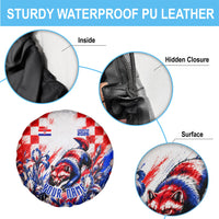 Personalized Croatia Marten Soccer 2026 Spare Tire Cover Football Grunge Checkerboard Croatian Iris Floral