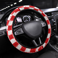 Croatia Marten Soccer 2026 Steering Wheel Cover Football Grunge Checkerboard Croatian Iris Floral