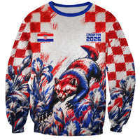 Personalized Croatia Marten Soccer 2026 Sweatshirt Football Grunge Checkerboard Croatian Iris Floral
