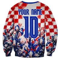 Personalized Croatia Marten Soccer 2026 Sweatshirt Football Grunge Checkerboard Croatian Iris Floral