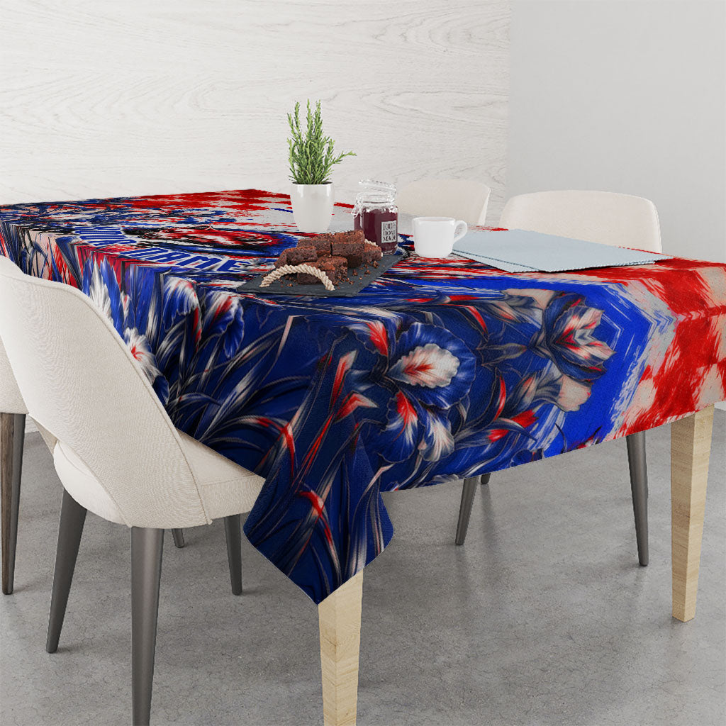 Personalized Croatia Marten Soccer 2026 Tablecloth Football Grunge Checkerboard Croatian Iris Floral