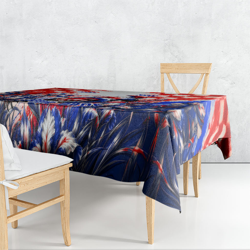 Personalized Croatia Marten Soccer 2026 Tablecloth Football Grunge Checkerboard Croatian Iris Floral